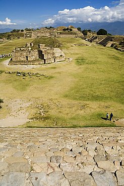 Looking north across the ancient Zapotec city of Monte Alban, UNESCO World Heritage Site, near Oaxaca City, Oaxaca, Mexico, North America