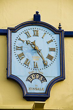 Famous clock on the Blue Haven Hotel, Kinsale, County Cork, Munster, Republic of Ireland, Europe