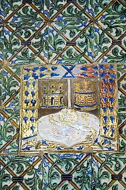 Azulejos tiles in the Mudejar style, Casa de Pilatos, Santa Cruz district, Seville, Andalusia, Spain, Europe