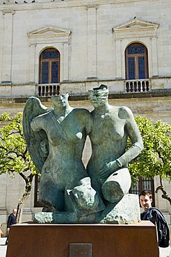 Statues in Plaza San Francisco, Seville, Andalusia, Spain, Europe