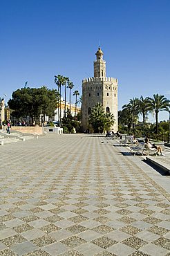 Torre del Oro, El Arenal district, Seville, Andalusia, Spain, Europe