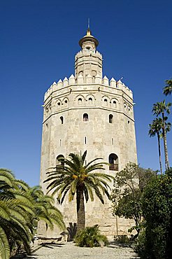 Torre del Oro, El Arenal district, Seville, Andalusia, Spain, Europe