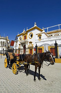 Entrance to the bull ring, Plaza de Toros de la Maestranza, El Arenal district, Seville, Andalusia, Spain, Europe