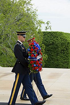 Wreath laying ceremony at the Tomb of the Unknown Soldier, Arlington National Cemetery, Arlington, Virginia, United States of America, North America