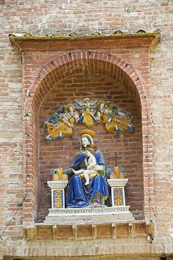 Entrance gate house, at the Benedictine Monastery famous for frescoes in cloisters depicting the life of St. Benedict, Monte Oliveto Maggiore, Tuscany, Italy, Europe