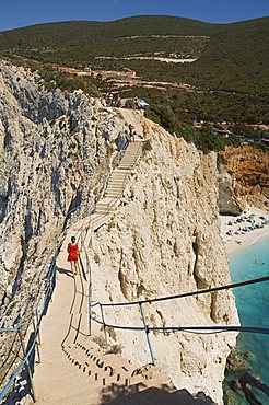 Porto Katsiki beach, west coast of Lefkada (Lefkas), Ionian Islands, Greek Islands, Greece, Europe