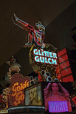 Glitter Gulch, Fremont Street, the older part of Las Vegas, Nevada, United States of America, North America