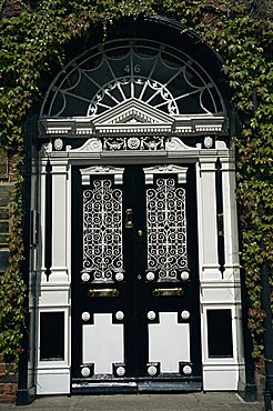 Decorative Georgian doorway in Dublin, Eire, Europe