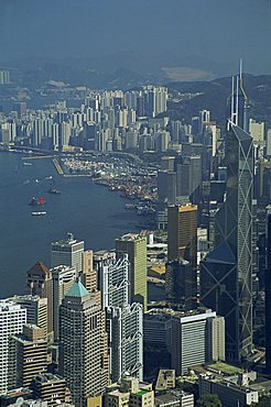 Aerial view of Hong Kong Harbour, China, Asia