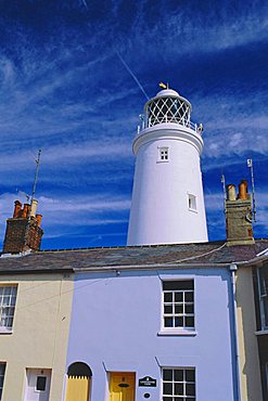 The Lighthouse and houses, Southwold, Suffolk, England, UK