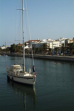 The sea channel leading to the Marina, Lagos, Algarve, Portugal, Europe