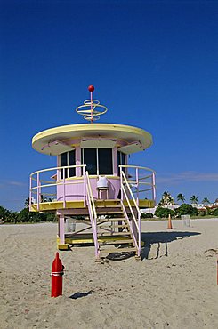 Art Deco lifeguard station, South Beach, Miami Beach, Florida, USA, North America