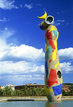 Brightly coloured sculpture by Joan Miro, in Barcelona, Cataluna (Catalunya) (Catalonia), Spain, Europe