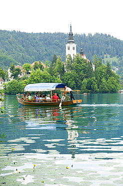 Water taxis, Lake Bled, Slovenia, Europe