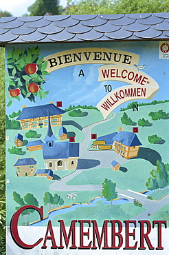 Cheese sign, Camembert, Normandie, France, Europe