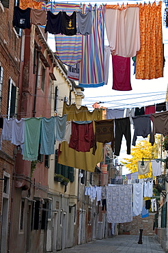 Drying clothes, Arsenal area, Venice, Veneto, Italy, Europe