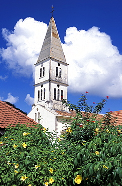 Church in the village of Les Anses d'Arlets, Martinique, West Indies, Caribbean, Central America