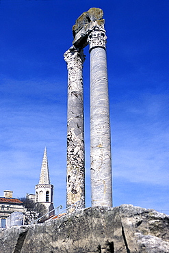 Corinthian columns, Theatre Antique, Arles, Bouches-du-Rhone, Provence, France, Europe