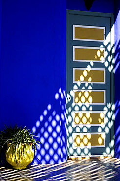 Wall detail, Majorelle Gardens, Marrakesh, Morocco, North Africa, Africa