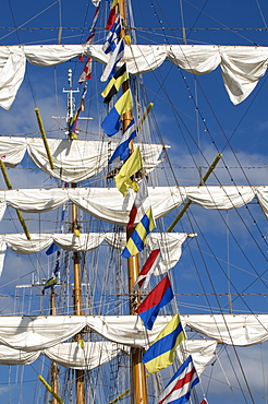 Three masted boat, the Cuauhtemoc from Mexico during Armada 2008, Rouen, Normandy, France, Europe