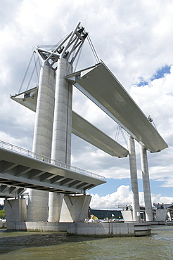 Movable bridge Flaubert 2008 on River Seine during Armada 2008, Rouen, Normandy, France, Europe