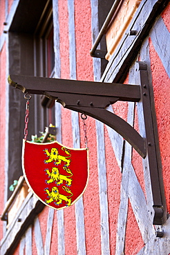 Emblem of Normandy, on a typical Norman house, Honfleur, Calvados, France, Europe