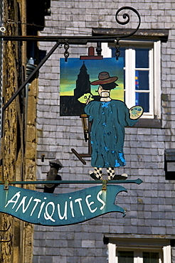 Shop sign for a painter's studio, Dinan, Brittany, France, Europe