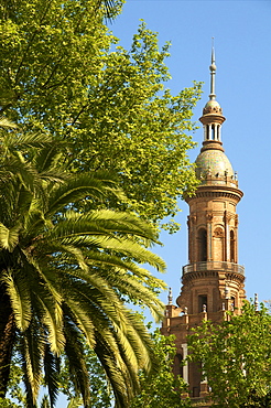 Dome, Spanish Pavilion, Plaza de Espana, Seville, Andalusia, Spain, Europe