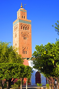 Minaret, Koutoubia Mosque dating from 1147, UNESCO World Heritage Site, Marrakech, Morocco, North Africa, Africa