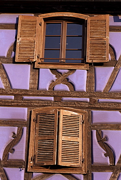 Typical windows, Colmar, Alsace, France, Europe