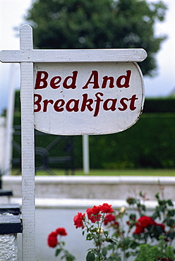 Bed and Breakfast sign, Trossachs, Scotland, United Kingdom, Europe