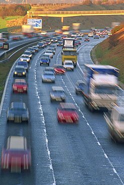 Early morning traffic, M27, Portsmouth, Hampshire, England, United Kingdom, Europe