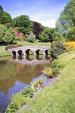 Bridge and lake, Stourhead, National Trust property, Wiltshire, England, United Kingdom, Europe