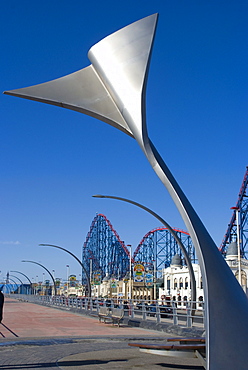 Whales tail on the promenade to the south of the city, Blackpool, Lancashire, England, United Kingdom, Europe