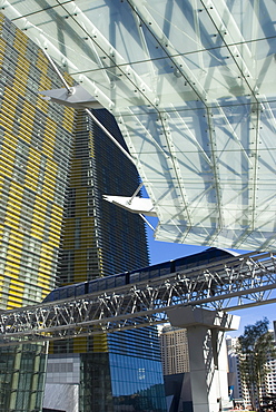 Monorail going through City Center, Las Vegas, Nevada, United States of America, North America