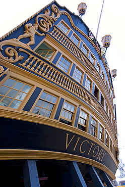 Admiral Nelson's ship, HMS Victory, Portsmouth Historic Docks, Portsmouth, Hampshire, England, United Kingdom, Europe