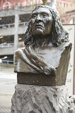 Bust of Chief Seattle, Pioneer Square, Seattle, Washington, United States of America