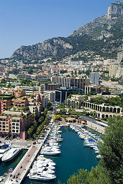 Views from Fontvieille port over Monaco, Europe