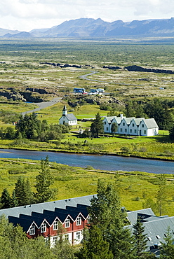 Thingvellir, site of original 10th century Althingi (Parliament) and geographical rift between Europe and North America, Iceland, Polar Regions