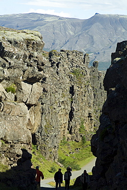 Thingvellir, site of original 10th century Althingi (Parliament) and geographical rift between Europe and North America, Iceland, Polar Regions