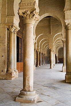 Interior, Mosque Okba (the Great Mosque), Kairouan, UNESCO World Heritage Site, Tunisia, North Africa, Africa