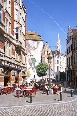 Painted wall, Brussels, Belgium, Europe