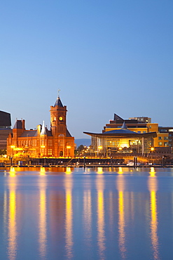 The Senedd (Welsh National Assembly Building) and Pier Head Building, Cardiff Bay, Cardiff, South Wales, Wales, United Kingdom, Europe