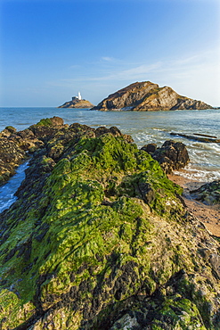 Mumbles Lighthouse, Bracelet Bay, Gower, Swansea, Wales, United Kingdom, Europe