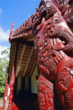 Maori carving, Whare Runanga, Waitangi, North Island, New Zealand, Pacific