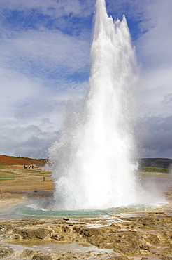 Strokkur Geyser erupting at Geysir, South West area, Iceland, Polar Regions