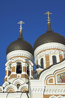 Domes of Alexander Nevsky Cathedral, Russian Orthodox church, Toompea Hill, Tallinn, Estonia, Baltic States, Europe