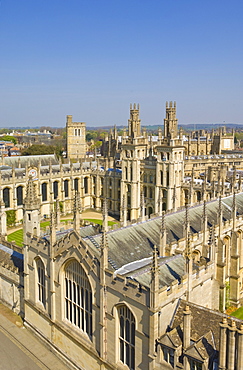 The old walls and quadrangle of All Souls College, Oxford, Oxfordshire, England, United Kingdom, Europe