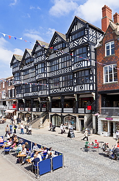 Chester town centre with covered walkways, Chester Rows, Chester, Cheshire, England, United Kingdom, Europe