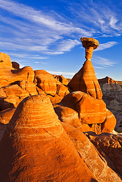 Toadstool Paria Rimrocks at sunset, near Kanab, Grand Staircase-Escalante National Monument, Utah, United States of America, North America